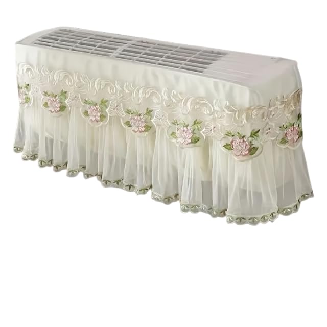 HASTHIP® Lace Embroidered Wall Air Conditioner Dust Cover for 1.5-2 HP Units, Breathable AC Cover with Reserved Airflow Opening, Decorative Floral Protector for Home Bedroom Living Room