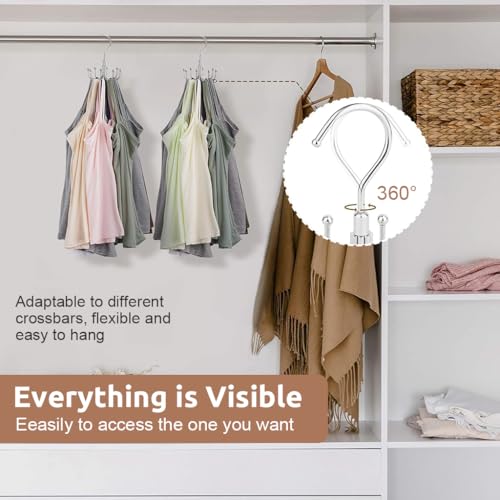 HASTHIP® Rotatable Tie Organizer Tank Top Hanger with 8 Hooks Space Saving Wardrobe Hats Bra Underwear for Home Closet Clothing Storage Organization 3PCS