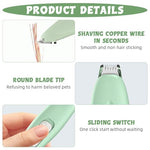 HASTHIP® Dog Paws Hair Trimmer, Low Noise Cat Foot Hair Trimmer with Cleaning Brush & Lubricating Oil, Pet Grooming Tool with LED & UV Light for Hair Around Paws, Buttocks, Wounds - USB Charging