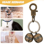 HASTHIP® Adjustable Dog Collar Charm with Safety Bell, Stylish Pet Birthday Gift Vintage Metal Brass Pet Accessory with Quick-Release Buckle & Anti-Lost Keychain for Dogs