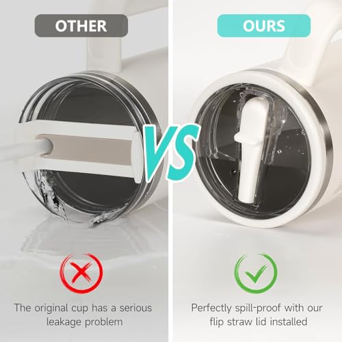 HASTHIP® 6PCS Leak Proof Lid Replacement Only Fit for Stanley Cup 40 OZ No Spill Tumbler Lids Reusable Spill Proof Flip Top Stopper Accessories White Black