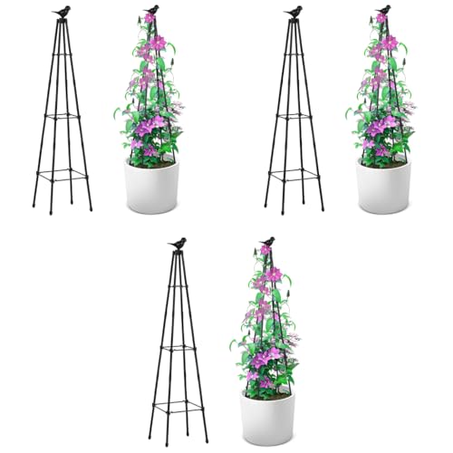 HASTHIP® 120CM Trellis for Climbing Plants Plastic Climber Support Adjustable Triangle Creeper Plant Sticks for Clematis Roses Ivy 3PCS