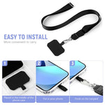 HASTHIP® 2Pcs Phone Sling Straps with Insert Sheets Adjustable Phone Sling Straps Nylon Sling Straps for Phone Metal Quick Release Buckle Design Travel Carry-on Phone Sling Straps, Black & Grey