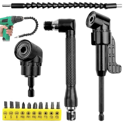 HASTHIP® 14-Piece Drill Bit Extension Kit With 90° & 105° Adapters, Angled Bits And Bendable Drill Bit Set, Flexible 11.6-Inch Extender, 10 High-Speed Steel Bits, For Tight Spaces & Versatile Repairs