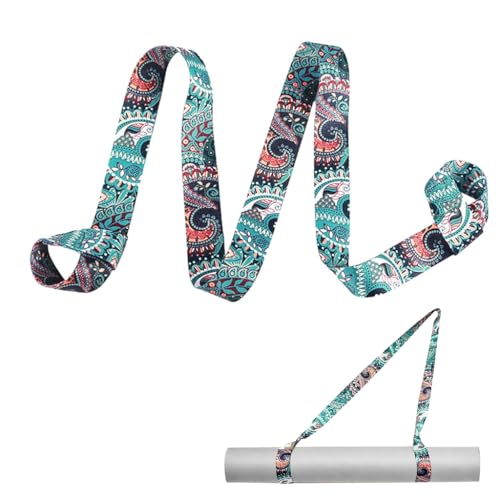 HASTHIP® 5.5ft Yoga Mat Carrying Strap With Fashionable Green Mandala Print, Durable Nylon Design, Lightweight, Adjustable Mat Holder Carrier Sling, Ideal For Studio, Gym & Outdoor Use