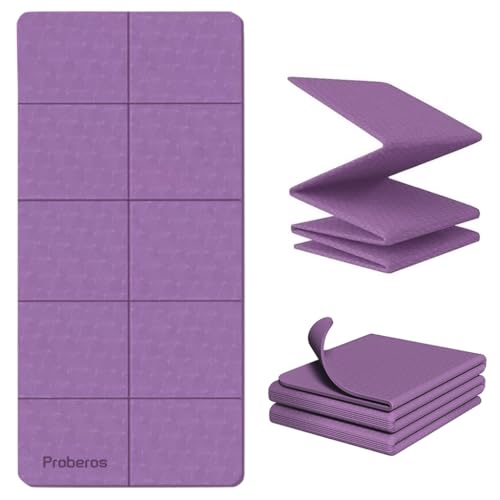 HASTHIP® Portable Yoga Mat for Men Women Kids with Carry Bag, 5mm Thicken Anti Slip Foldable Exercise Mat for Home Workout, Fitness Pilates and Meditation