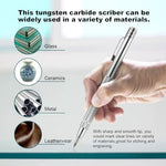 HASTHIP® 2Pcs Tungsten Scribers with 10 Interchangeable Tungsten Tips Anti-slip Pocket Tungsten Scriber with Strong Magnet Cap Multipurpose Tungsten Carbide Scribers for Glass/Ceramics/Metal Sheet