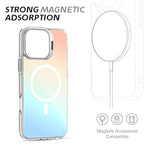 HASTHIP® Compatible with iPhone 16 Pro Phone Case with Nylon Lanyard for iPhone 16 Pro Support MagSafe Fashion Translucent Magnetic Phone Case with 2 in 1 Folding Camera Protective Frame Phone Holder