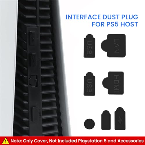 HASTHIP® Dust Plug for PS5,9Pcs Dust Plug Kit for PS5/PS5 Slim Console,PS5 Silicone Plugs Protector Antidust Cover Dustproof Playstation 5 Disk/Digital Console Slim Game Accessories