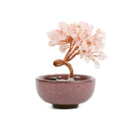 HASTHIP Crystal Tree Feng Shui for Desk Decor with Ceramic Basin and Pink Quartz 7x10cm | Good Luck Gift