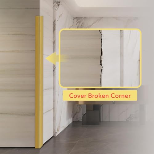 HASTHIP® 1 Rolls Golden Wall Molding Trim - Flexible PVC Wall Molding Trim & Corner Guards & Caulk Strip, Apply in Table Edge Door Frame Baseboard for Protection and Decoration, 9.84ft x 0.78in