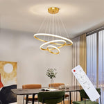 HASTHIP® Modern LED Chandelier for Living Room 55W Geometric Hanging Lamp Multi Ring Hanging Lamp with Remote Control Dimmable Ceiling Light for Living Room, Dining Room