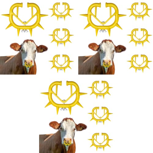 HASTHIP® 12PCS Cattle Weaning Ring Spiky Nose Durable Plastic PVC Removable Screwing Fix Adjustable