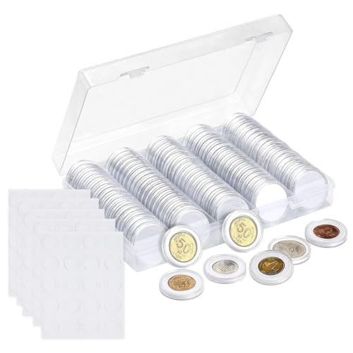 HASTHIP® Coin Box Coin Collection Storage Organizer, Holds 100 Coins, Clear Plastic Holder Case Compatible with 17-30mm Coins, Tokens, Collecting Supplies, Capsule Container Display Storage