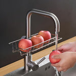 HASTHIP® BrandName Kitchen Sink Caddy Organizer – Large Detachable Stainless Steel Faucet Rack, Hanging Sponge Holder for Drainage, Soap, Scrubbers, Kitchen & Bathroom (15x17cm)