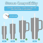 HASTHIP® 12PCS Straws for Stanley Cup with 2 Silicone Smile Cloud Straw Caps and 1 Cleaning Brush 12.2 Inches Reusable PE Replacements for 40oz Tumbler