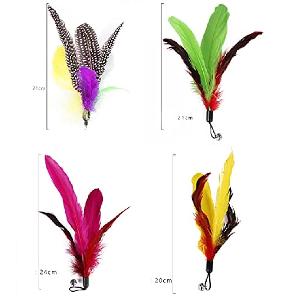 HASTHIP® Cat Toys - Interactive 11 Piece Cat Toy Set with Retractable Wands and Feather Worm Toys - Kitten Toys Variety of Vibrant Colours - Activity Toys to Exercise Cats and Kittens