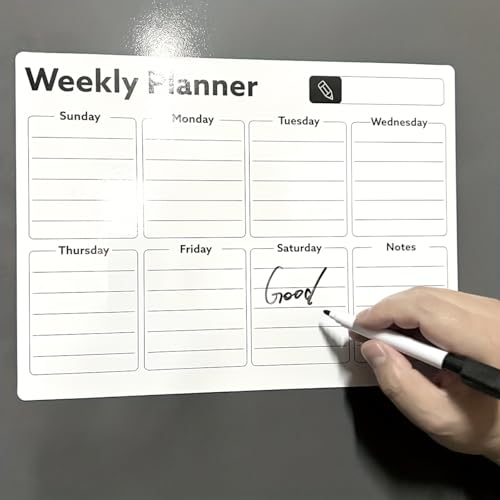 HASTHIP® Monthly Calendar for Refrigerator - 18x12” Dry Erase Fridge Calendar Magnet - Starts Monday, Organizes Schedules, Chores, Meals, More - Whiteboard with 3 Markers & Eraser-White