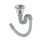 HASTHIP Kitchen Sink Drain Kit with 3.35–4.33 in Fit featuring U Shaped P Trap and Stainless Steel Flange