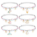 HASTHIP® 6pcs Friendship Bracelet for Girls, Cartoon Enamel Pendent Bracelets for Kids Set, Fashion Best Friend Bracelet, Handmade Braided Color Rope Bracelet Jewelry Gift for Girls Students