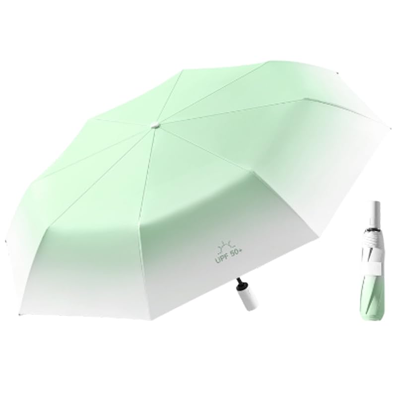 HASTHIP® Travel Umbrella UV UPF 50+ Sun Protection Umbrella with Case Compact, Lightweight, , Windproof Portable Parasol for Women, Men & Kids Green