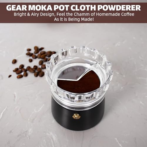 HASTHIP® Ground Coffee Leveler Tool for Moka Pot, 2.83 Inch Clear Crown Distributor Ring, Powder Leveling Accessory for 4-6 Cup Coffee Makers
