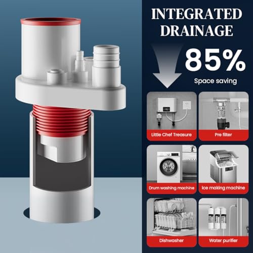 HASTHIP® Kitchen Drain Adapter Anti-backflow Valve Under Sink with Multi Adapters Universal Connector for Dishwasher Laundry Machine Sink 2PCS