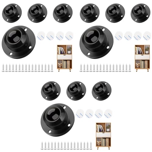 HASTHIP® 12PCS Caster Wheel 360 Swivel Self Adhesive for Small Appliance DIY Modification Heavy Duty Wheels 200Kg Loading Capacity