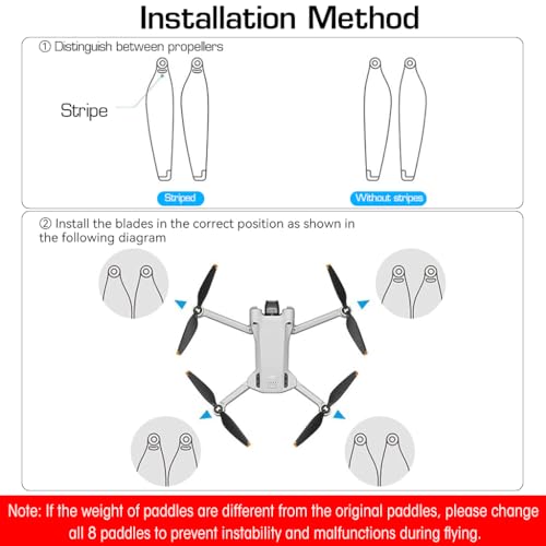 HASTHIP® Mini 3 Pro Propeller Set, 8Pcs Low Noise Quick Release Replacement Blades Compatible with DJI Mini 3 Pro Drone, Lightweight Durable Wings with Screws & Screwdriver