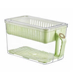 HASTHIP® ZIBUYU Fridge Organizer Storage Box with Handle & Lid, BPA-Free Food Grade Plastic Container, Removable Draining Tray, Multi-Purpose Kitchen Storage Bin for Refrigerator, 29.5x16.5x16.5cm