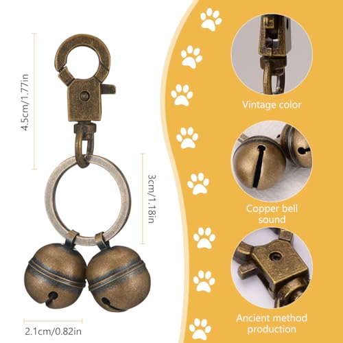 HASTHIP® Adjustable Dog Collar Charm with Safety Bell, Stylish Pet Birthday Gift Vintage Metal Brass Pet Accessory with Quick-Release Buckle & Anti-Lost Keychain for Dogs