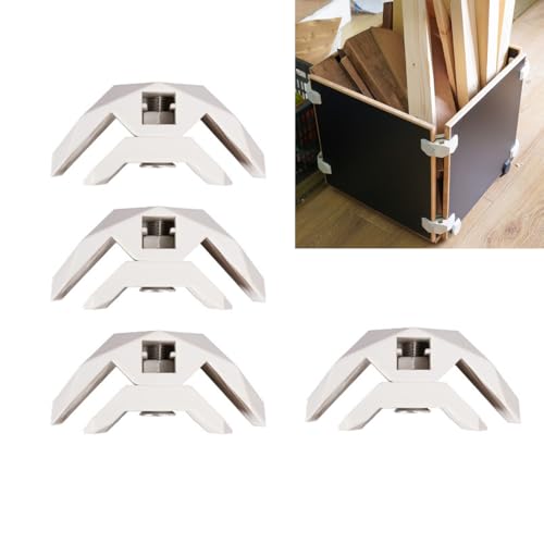 HASTHIP® 4Pcs Furniture Frame Joints, Removable Support Retainers, 90-Degree Nylon Furniture Connector Brackets, Quick-Release Brackets for Wooden Cabinet, Shelf, Box, Assembly Wooden Panels