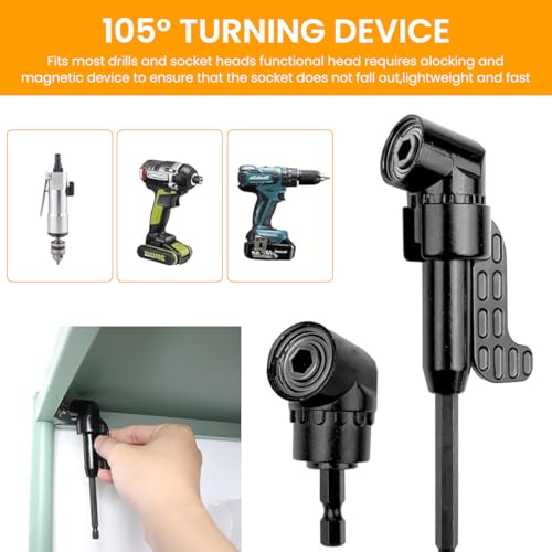 HASTHIP® 14-Piece Drill Bit Extension Kit With 90° & 105° Adapters, Angled Bits And Bendable Drill Bit Set, Flexible 11.6-Inch Extender, 10 High-Speed Steel Bits, For Tight Spaces & Versatile Repairs