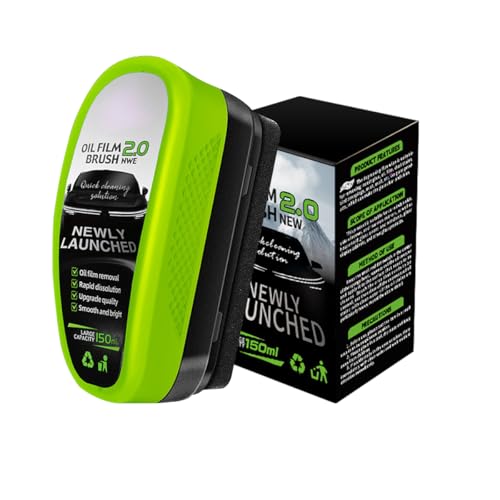 HASTHIP® MCSWSEE Limpiacristales Coche Cepillo Removedor de Película de Aceite con Limpiador Integrado Esponja Duradera para Vidrios,Mejora Visibilidad y Rendimiento Limpiaparabrisas,Herramient