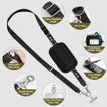 HASTHIP® Correa Universal para Teléfono 2 en 1 con Bolsa con Cremallera y Lengüetas de Acero Inoxidable, Cordón Ajustable Cuello/Hombro para Viajes, Compras y Actividades al Aire Libre