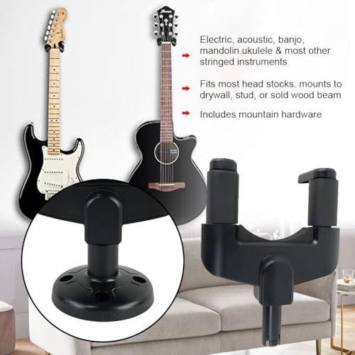 HASTHIP® Guitar Wall Mount Hanger Screw Fixed Wall Guitar Holder Instruments Mount Hanger Stand EVA Padded Liner Design Non-scratch Universal Accessories