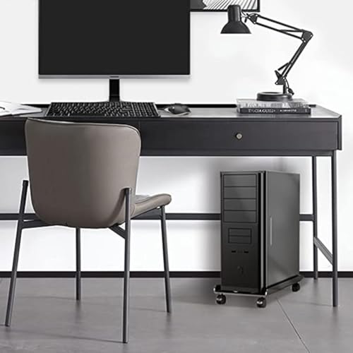 HASTHIP® Adjustable Mobile CPU Stand,Ventilated Mobile Computer Tower Stand with 4 Rolling Caster Wheels,Retractable Desktop PC Tower Under Desk CPU Holder PC Floor Cart Riser for Gamers Students