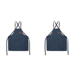 HASTHIP Canvas Work Apron for Kitchen and Workshop with Tie Back and Metal Eyelets | 2PCS Dark Blue