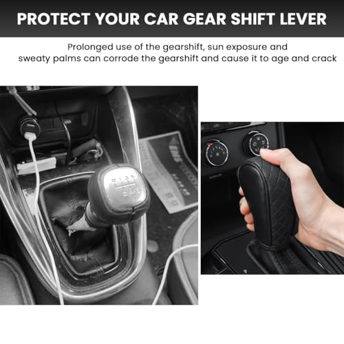 HASTHIP® VENAKON Perilla de Palanca y Funda Compatible con Chevrolet Beat 2016-2021 y Spark 2011-2017,Pomo de Cambios 5 Velocidades,Cubierta Cuero Antideslizante Duradera Accesorio para Auto Color