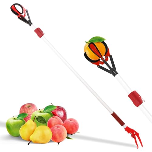 HASTHIP® Telescopic Fruit Picker 3-Claw Fruit Picker Cushioned Foam Picking Head Pull Down Fruit Picker 70-118 inches Aluminum Alloy Telescopic Fruit Picker for Harvesting Apple, Mango, Pears