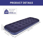 HASTHIP® Air Mattress for Camping, Iatable Sleeping Bed for Road Trip, Tent, Home, Double-Sided Flocked Waterproof PVC Portable Air Mattress, Packable Sleeping Pad, 73 x 30 x 8 in