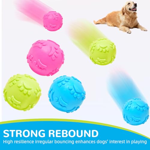 HASTHIP® Dog Ball Toys, 2.5 Inch Interactive Squeaky Fetch Game Balls with 3 Colors & Cute Paws Design, TPR Chew-Resistant Pet Safe Toys for Small Dogs Cats Throw and Catch (3 Pack)