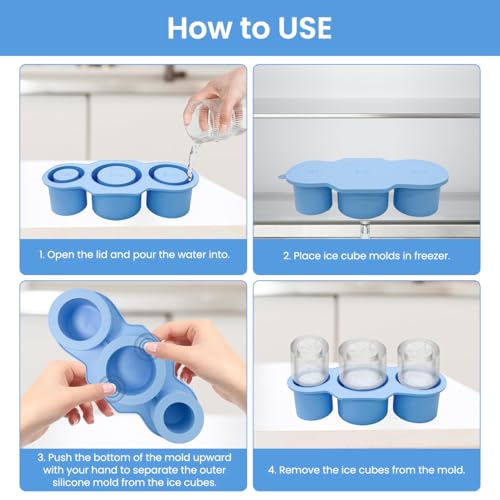 HASTHIP® Ice Cube Tray Silicone Ice Mold Multi Sized Hollow Cylinder with Lid Food Grade BPA Free