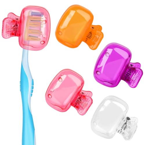 HASTHIP® 4 Pack Toothbrush Head Cover Caps – Travel Toothbrush Protector,Universal Hygiene Dustproof Clip for Manual & Electric,Protective Case for Home Camping Kids