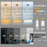 HASTHIP® Modern LED Chandelier for Living Room 55W Geometric Hanging Lamp Multi Ring Hanging Lamp with Remote Control Dimmable Ceiling Light for Living Room, Dining Room