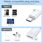 HASTHIP® Lightning to USB-C Earphone Adapter with Lanyard Holes, Type-C Male to Lightning Female Audio Converter, Aluminum Alloy, Supports Hands-Free Call & Volume Control, Compatible with iPhone