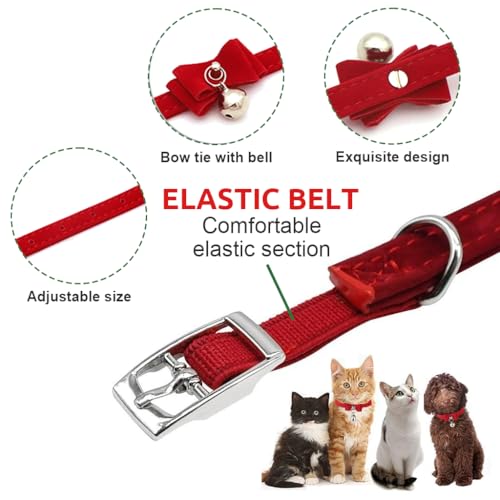 HASTHIP® Cat Collar, Adjustable Cat Belt, Strong Breakaway Buckle Cat Collar with Bell, Velvet Neck