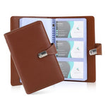 HASTHIP® Business Cards Holder 150 Pockets PU Leather Cover Travel Business Cards Holder Fit for 3.5x2.3 in Cards, Semi-Transparent Pockets, Versatile for Credit and ID Cards