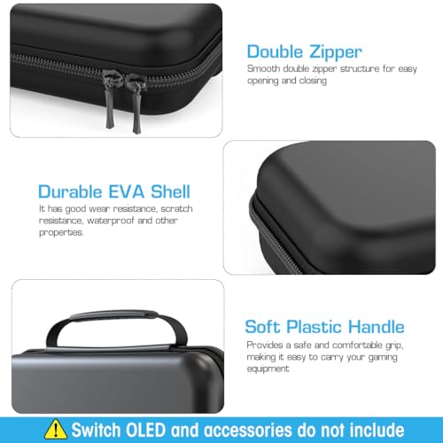 HASTHIP® ZORBES Hard EVA Travel Carrying Case for Switch/Switch OLED,Shockproof Gamepad Organizer Bag,Portable Storage Compatible with Switch Accessories 8 Game Card Slots Waterproof Anti