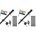 HASTHIP® 150CM Telescoping Metal Flag Pole Truck Mount Kit Stainless Steel Hitch Holder 360 Tangle-Free Rustproof Universal for Indian Independence Day 2 PCS